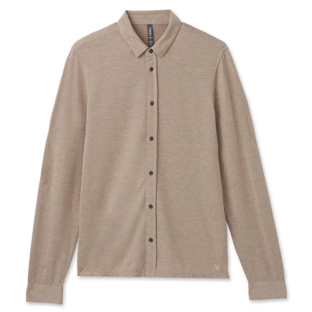 Vuori Men's Casual Button-Down Shirt in Light Beige Size L
